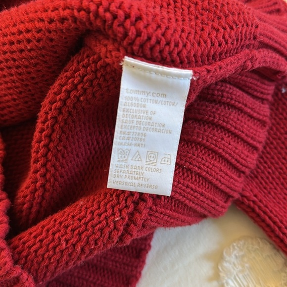 Vintage Y2K Tommy Hilfiger Logo Red Knit Sweater Size Small - Picture 6 of 8